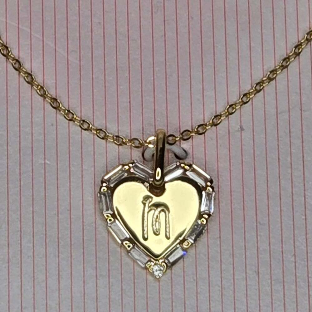 Mia Sarine 14kt Gold Flash Plated Initial M Heart Pendant Necklace